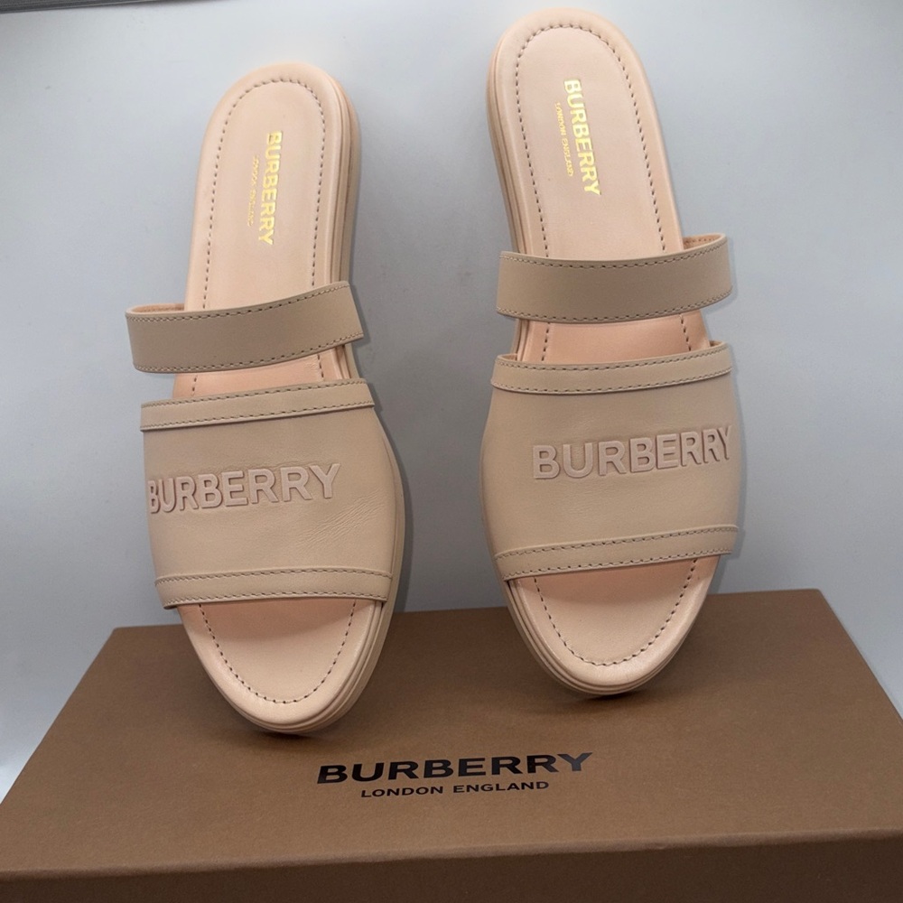 Burberry Women's Cream Slide Sandals